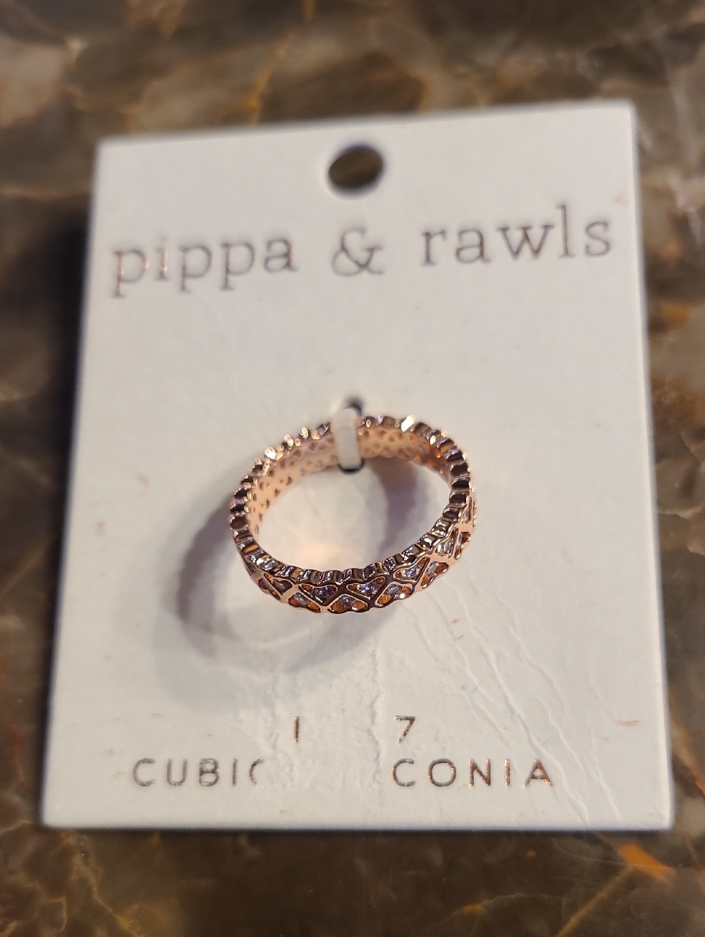 Pippa & Rawls Rose Gold Heart Eternity Cubic Zirconia Band Size 7